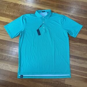 Turtleson Golf Polo Shirt Mens XL Teal Performance Stretch Mini Diamond NWT